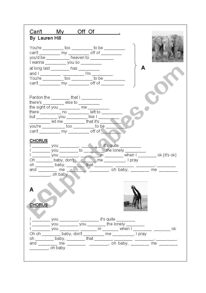 Can`t take my eyes off of you worksheet